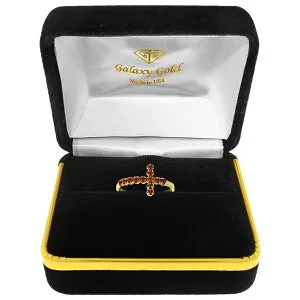 0.3 Carat 14K Solid Yellow Gold Cross Ring Natural Ruby