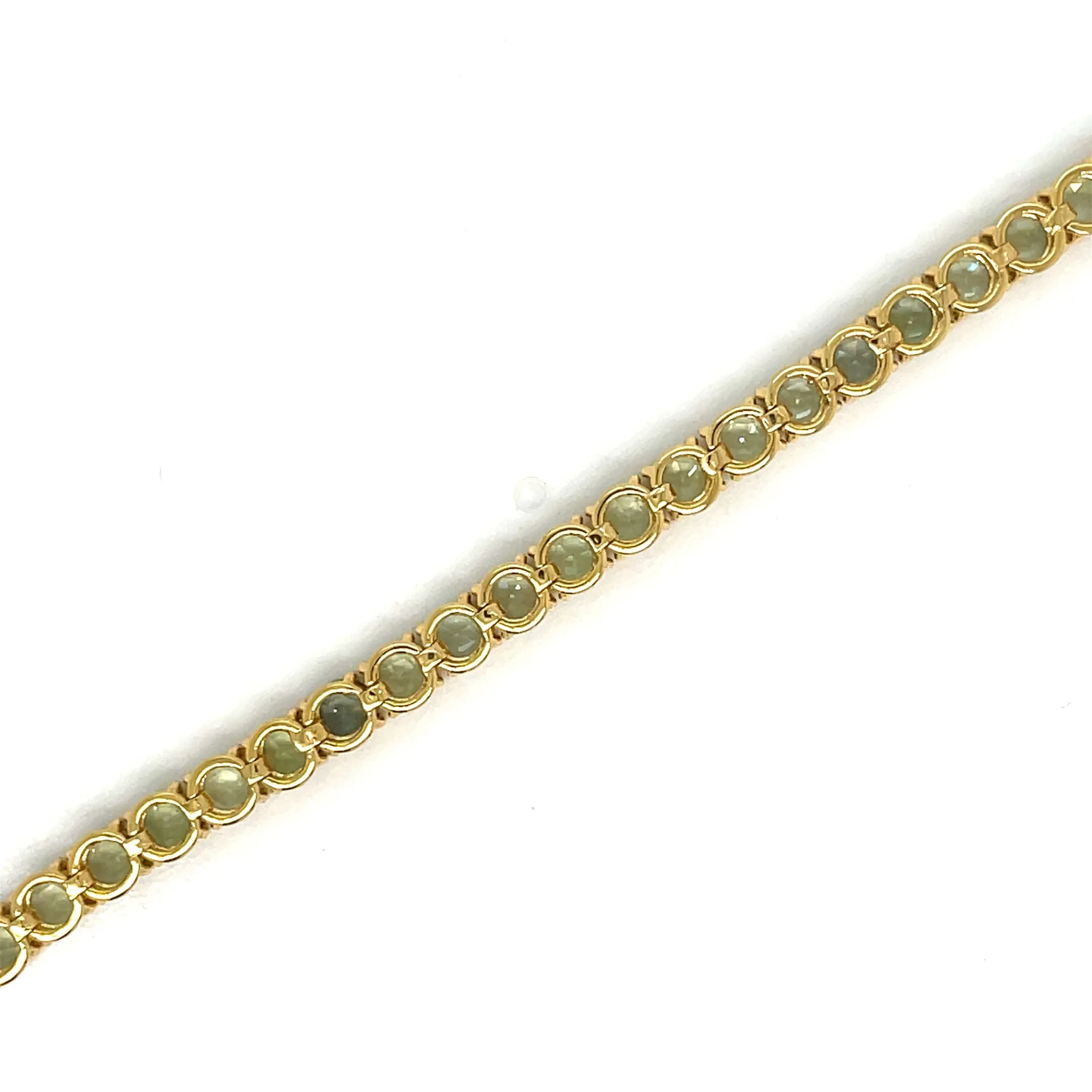 10 Carat Natural Green Sapphire Yellow Gold Tennis Bracelet