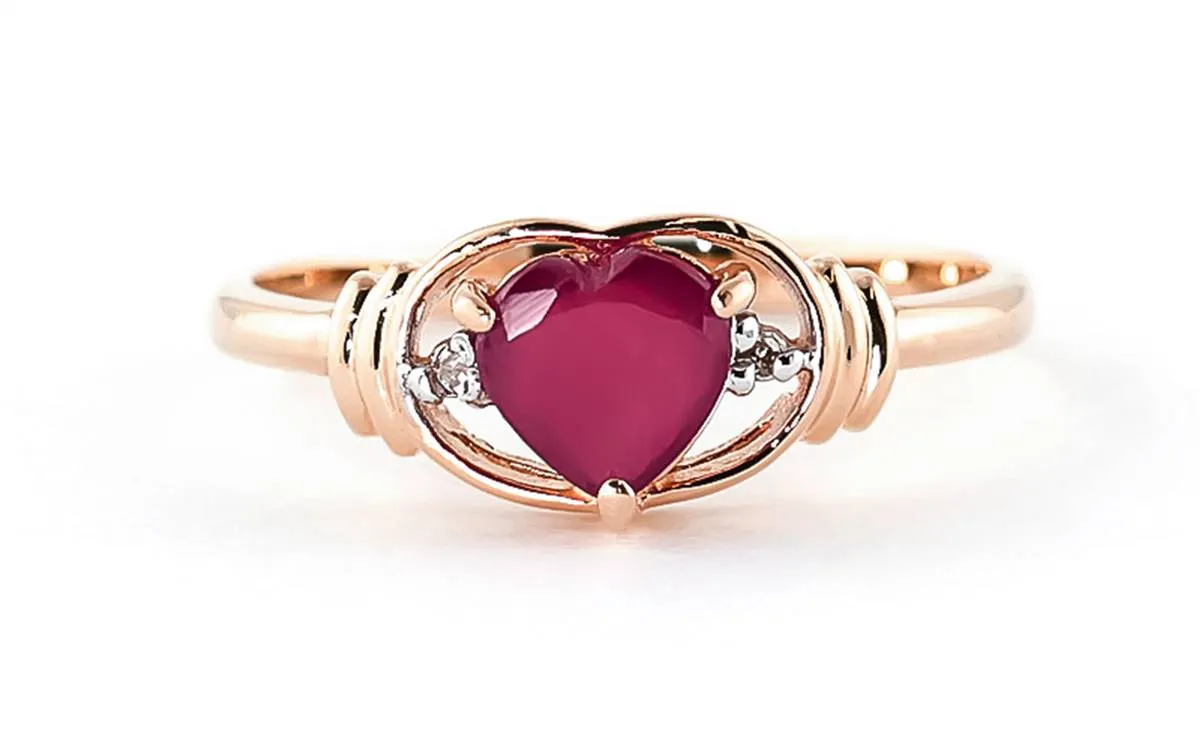 1.01 Carat 14K Solid Rose Gold Glory Ruby Diamond Ring