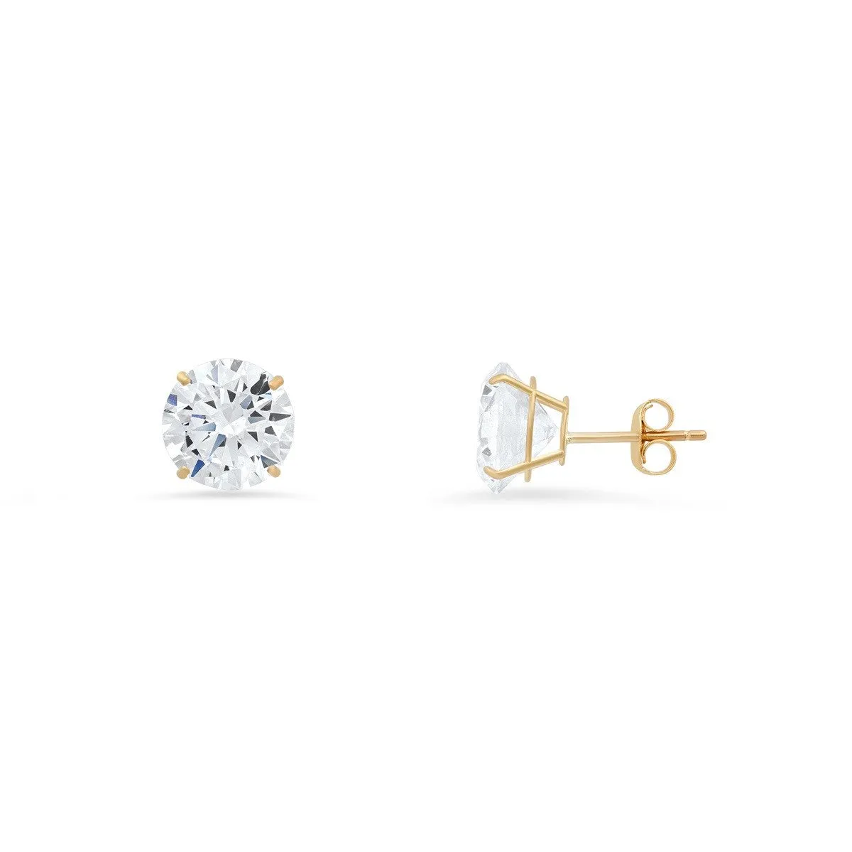 10k Yellow Gold Round-cut CZ Basket Stud Earrings