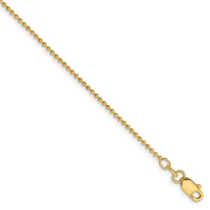 1.2mm, 14k Yellow Gold, Diamond Cut Hollow Ball Chain Anklet