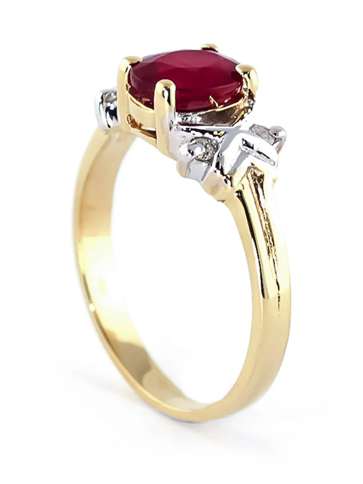 1.47 Carat 14K Solid Yellow Gold Ring Diamond Ruby