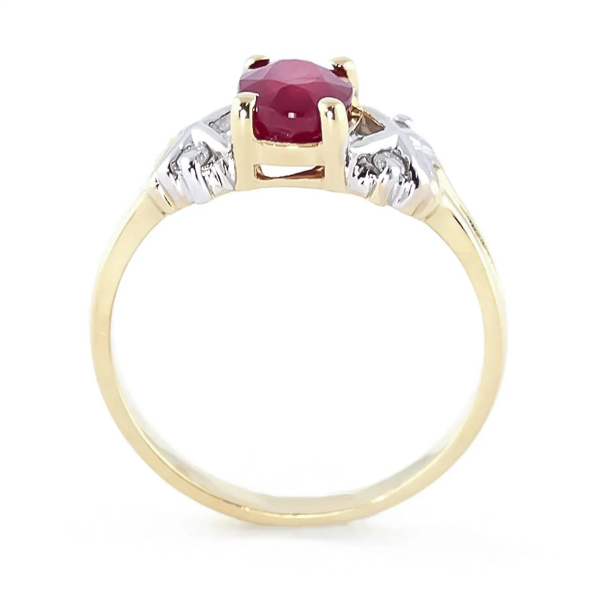 1.47 Carat 14K Solid Yellow Gold Ring Diamond Ruby