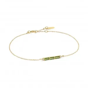 14ct Gold Tourmaline And White Sapphire Bar Bracelet BAU005-02YG