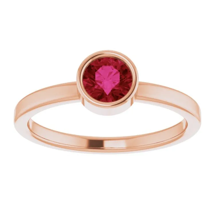 14K Rose 5 mm Natural Ruby Ring