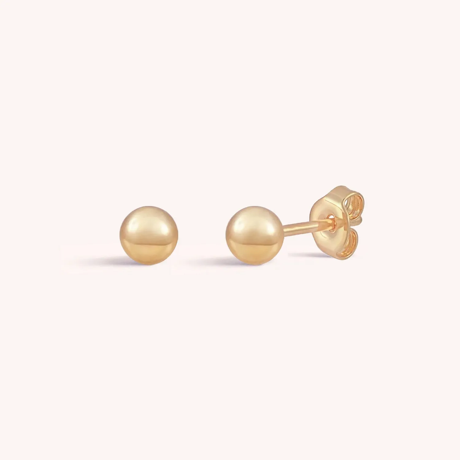 14K Solid Gold Ball Stud Earrings 4mm