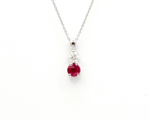 14K White Gold Ruby And Diamond Necklace