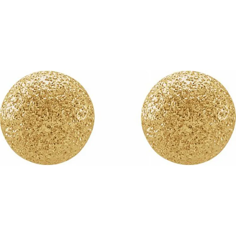 14K Yellow 6 mm Stardust Ball Earrings