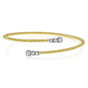 14k Yellow Gold 0.42Ct By Pass Design Bangle Bracelet