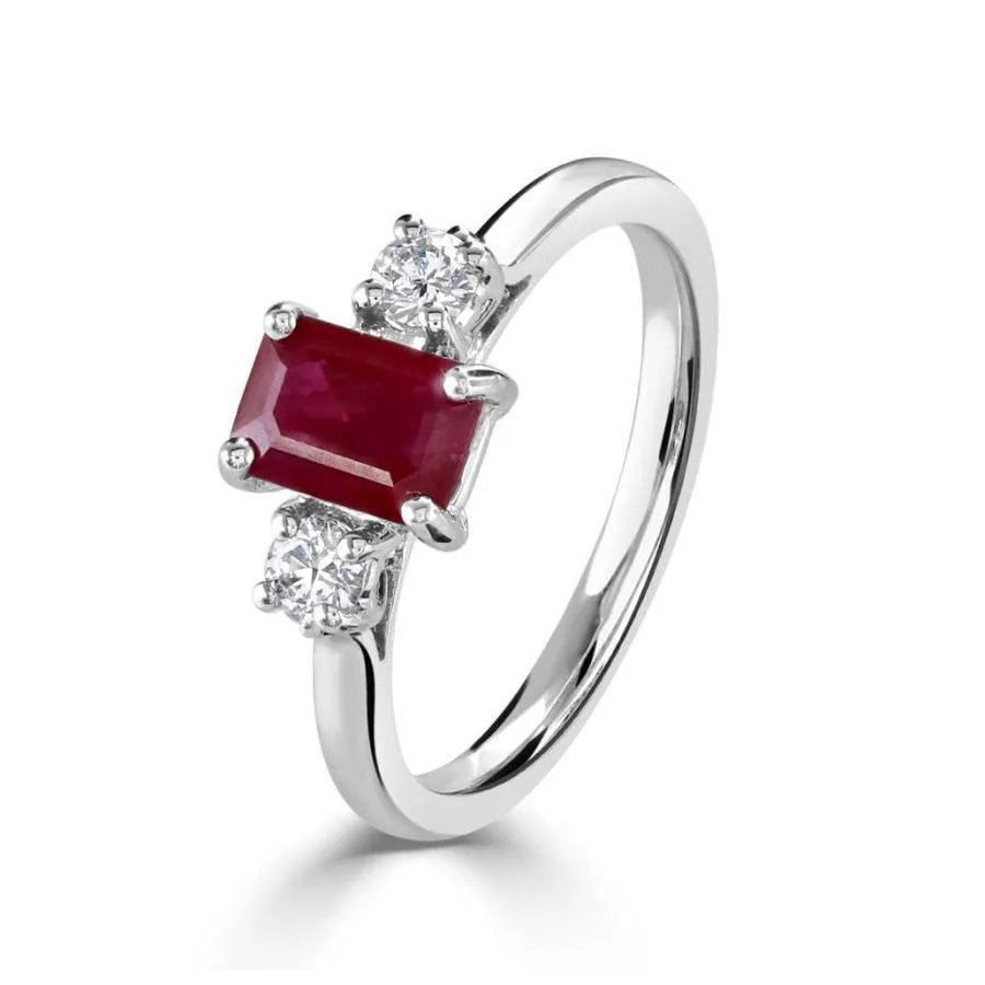 18ct White Gold Ruby & Diamond Ring