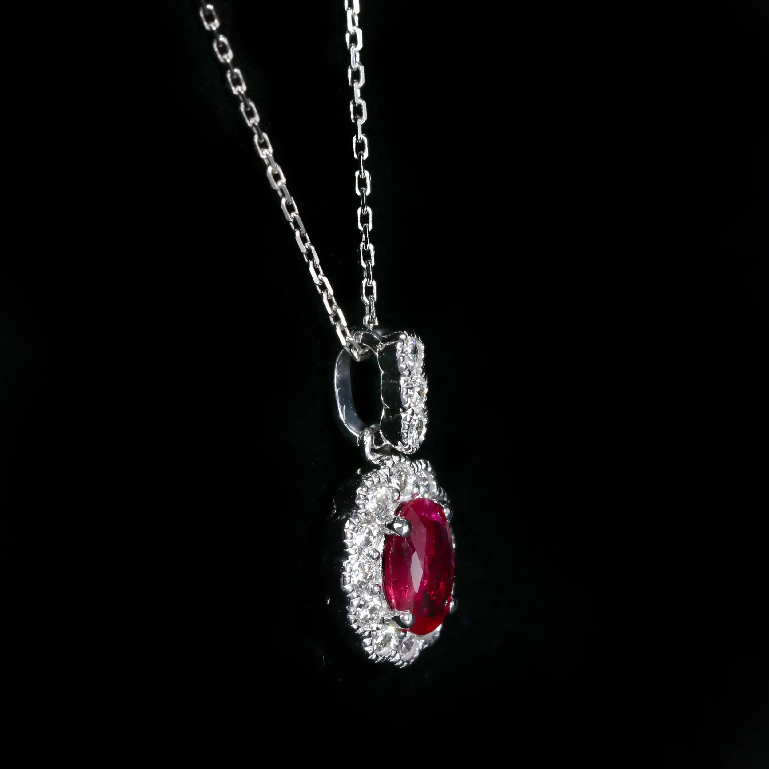 18K White Gold 0.50 Carat Ruby and Diamond Pendant