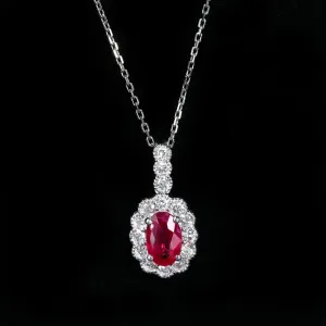 18K White Gold 0.50 Carat Ruby and Diamond Pendant