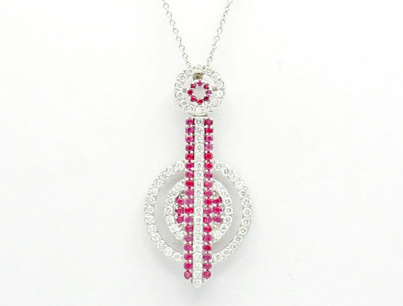 18K White Gold Ruby and Diamond Necklace