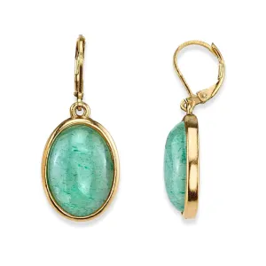 1928 Jewelry Oval Gemstone Drop Earrings