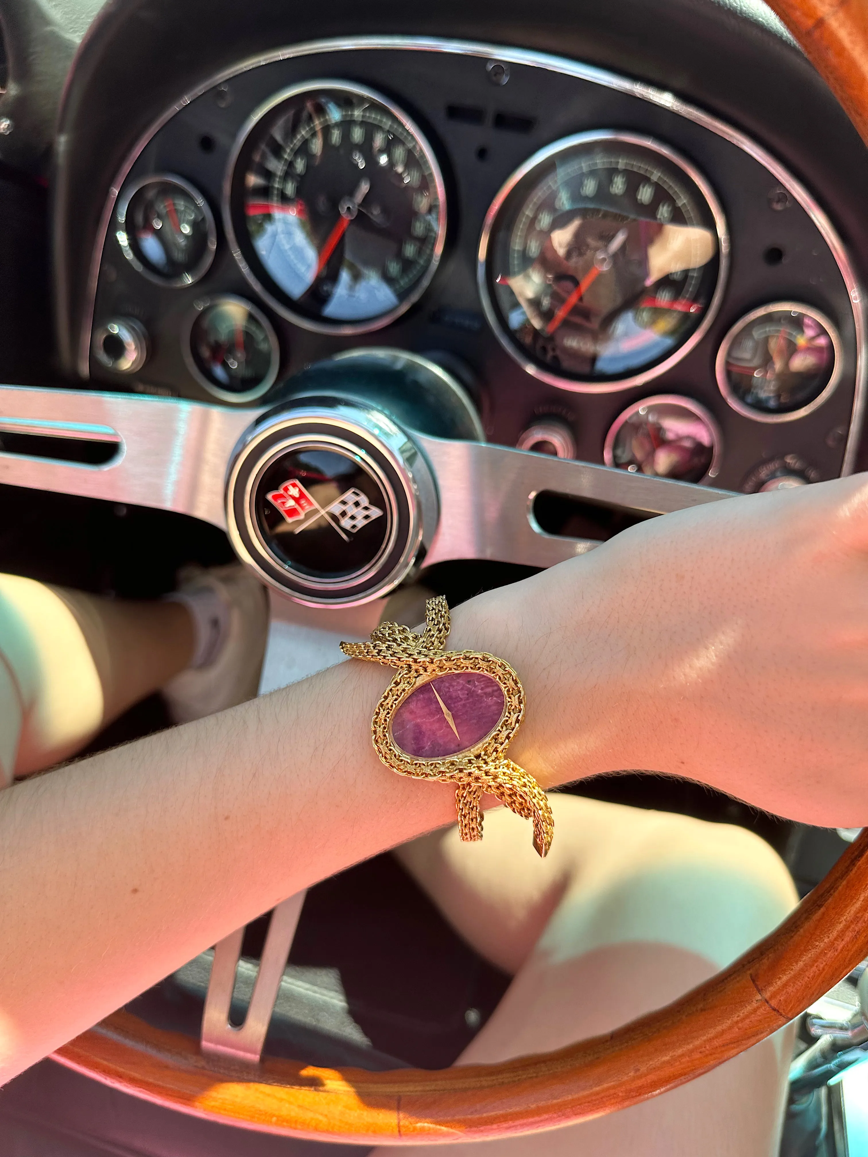 1970 Piaget 18kt Gold Ruby Dial Watch