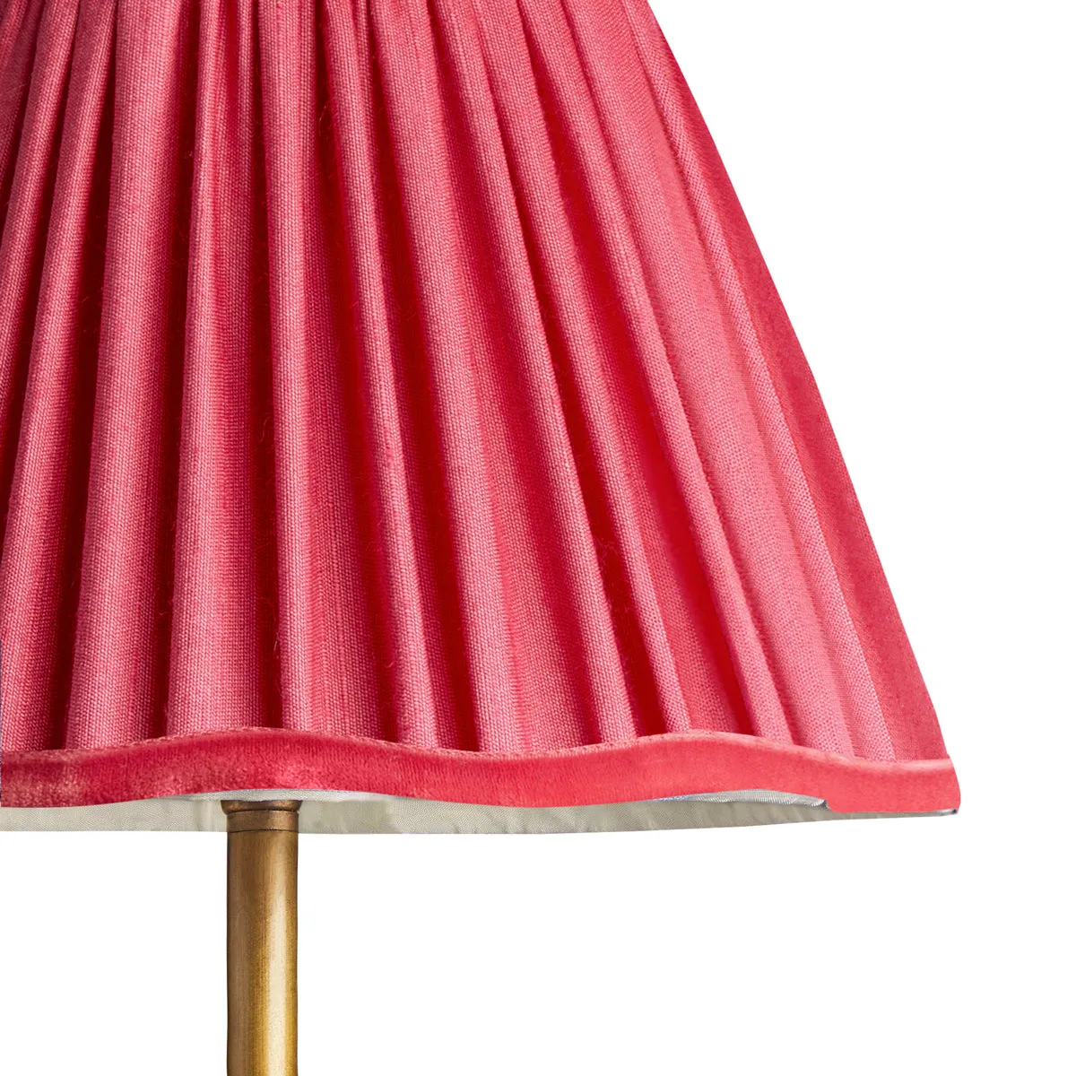 25cm scalloped shade in Ruby silk with velvet tape