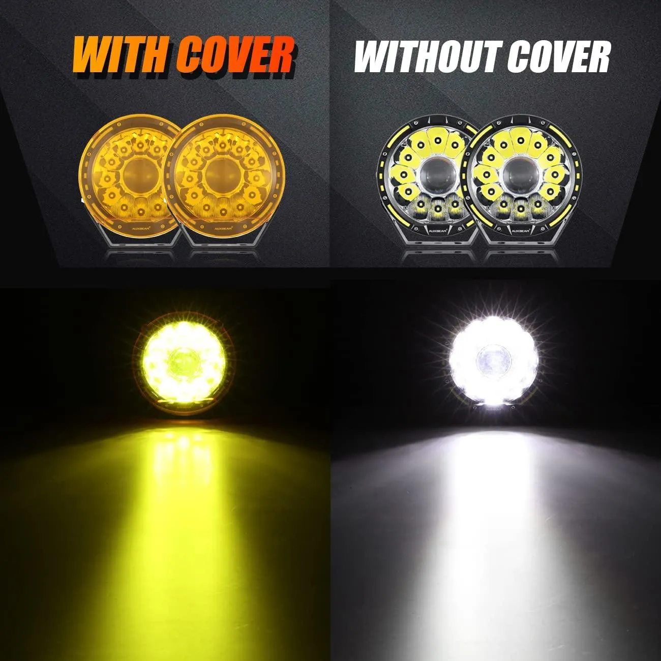 (2pcs/set) 7 Inch/ 9 Inch Round LED Driving Light Amber Cover Light Shield Cover