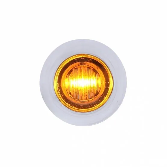 3 LED Dual Function Mini Clearance/Marker Light with Bezel - Amber LED/Clear Lens