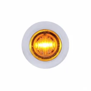 3 LED Dual Function Mini Clearance/Marker Light with Bezel - Amber LED/Clear Lens