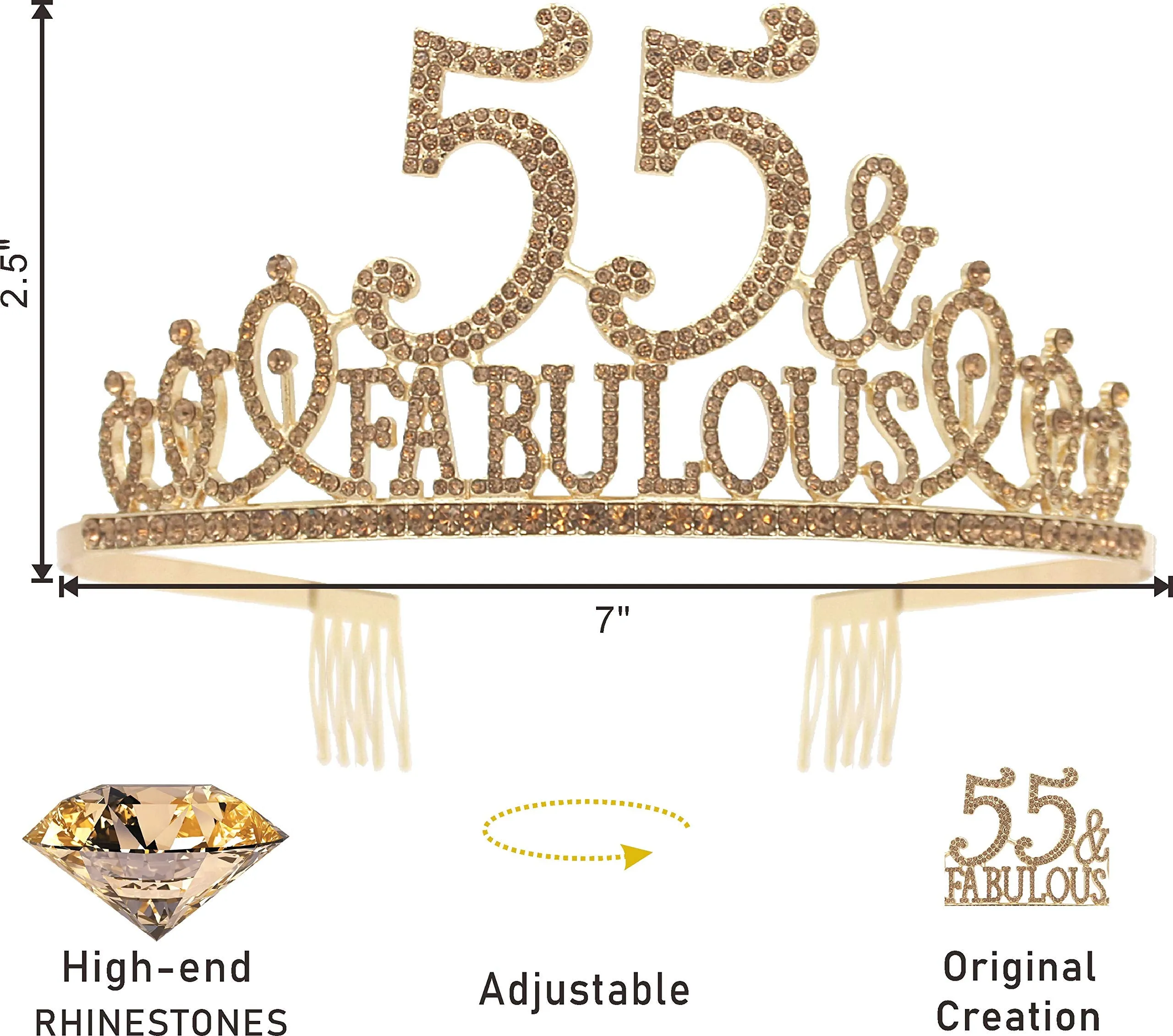 55th Birthday,55 Birthday Decorations55th Birthday Women Sash,55 Birthday Crown Women