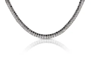 7 Carat Black and White Diamond Two Strand Necklace in 18k White Gold