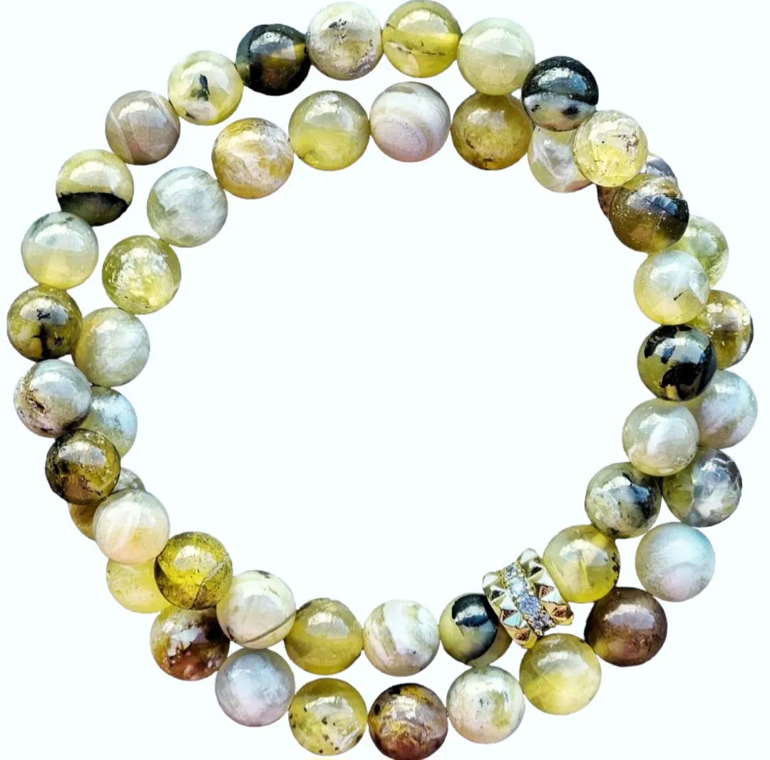 8mm Yellow Opal Reiki Healing Beaded Gemstone Bracelet