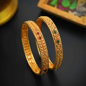 92.5 Silver Designer Bangle With Gold Polish