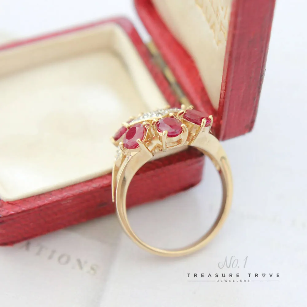 9ct Ruby & Diamond Cluster Ring