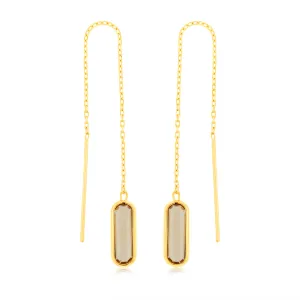 9ct Yellow Gold  Natural Quartz Threader Drop Earrings