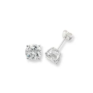 Acotis Silver Stud Earrings Round Zirconia G5138CZ