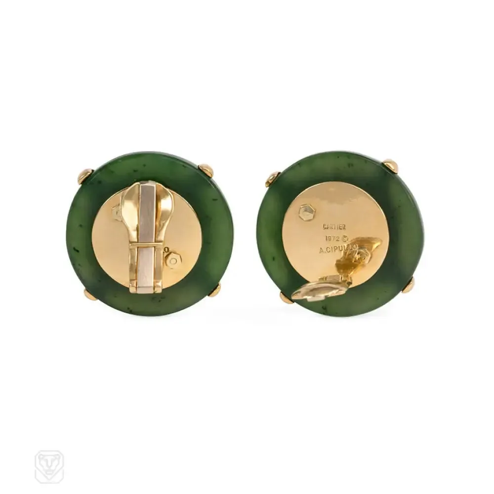 Aldo Cipullo for Cartier nephrite jade and coral earrings