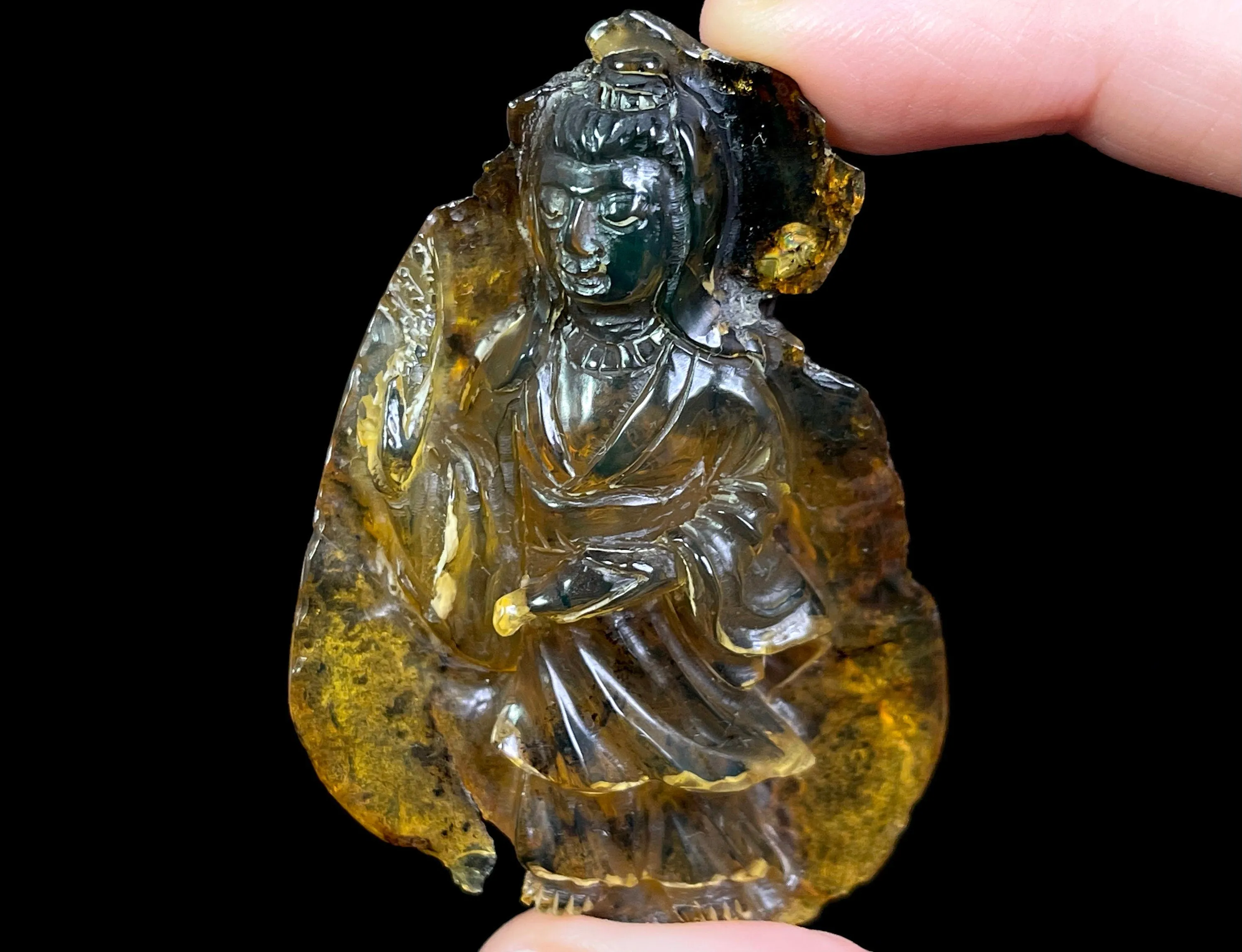 AMBER Crystal Buddha - Crystal Carving, Housewarming Gift, Home Decor, Healing Crystals and Stones, L2266