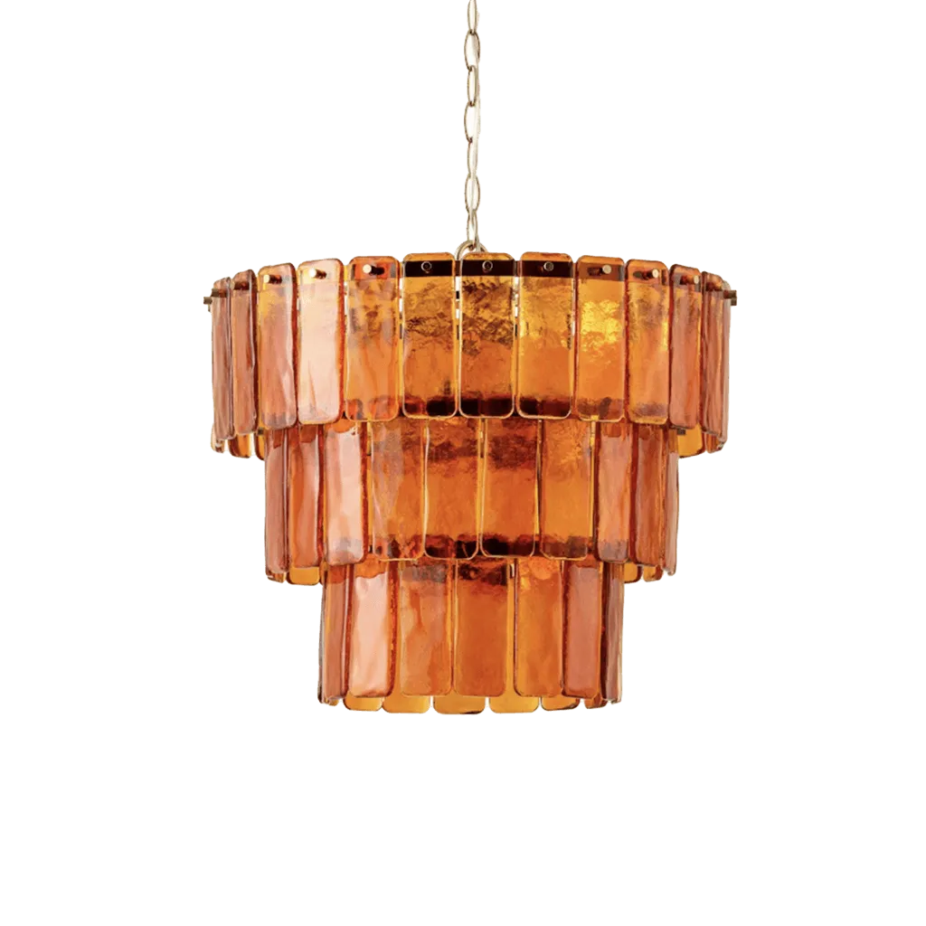 Amber Glass 3 Tiered Chandelier