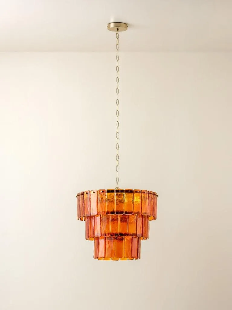 Amber Glass 3 Tiered Chandelier