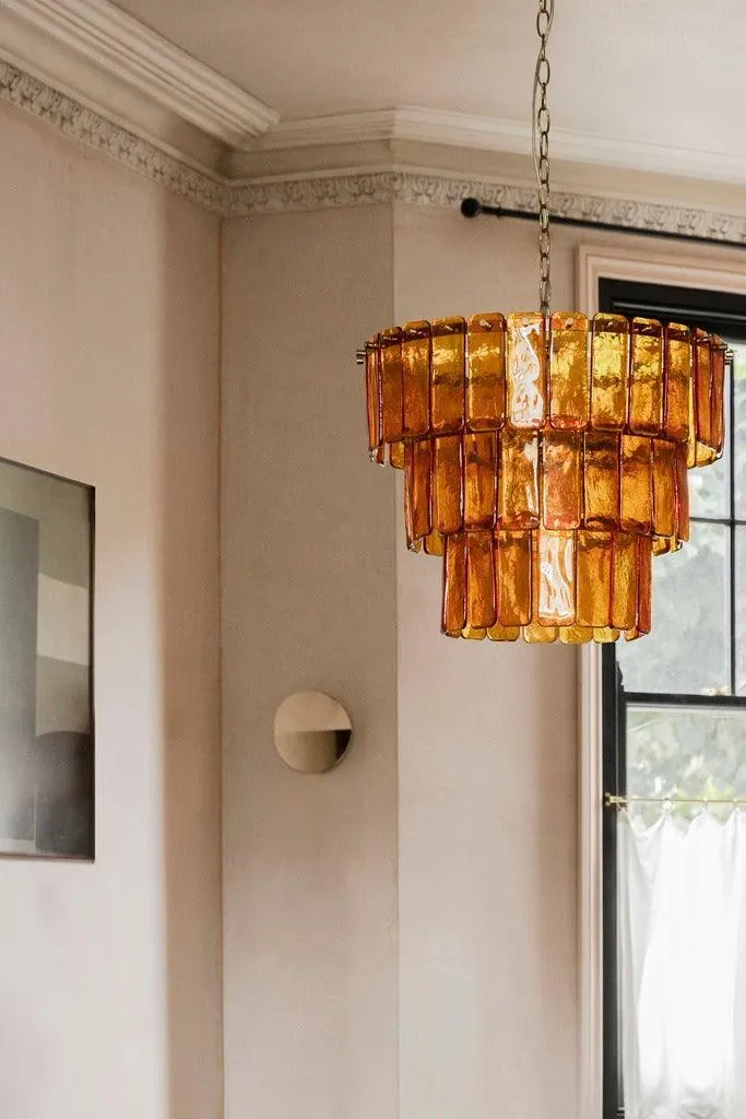 Amber Glass 3 Tiered Chandelier