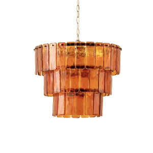 Amber Glass 3 Tiered Chandelier