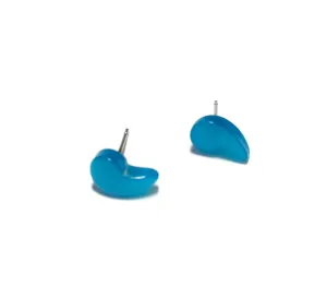 Aqua Blue Moonglow Vintage Comma Stud Earrings