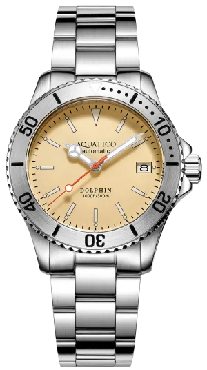 Aquatico Dolphin 39mm Automatic Dive Watch Bright Yellow