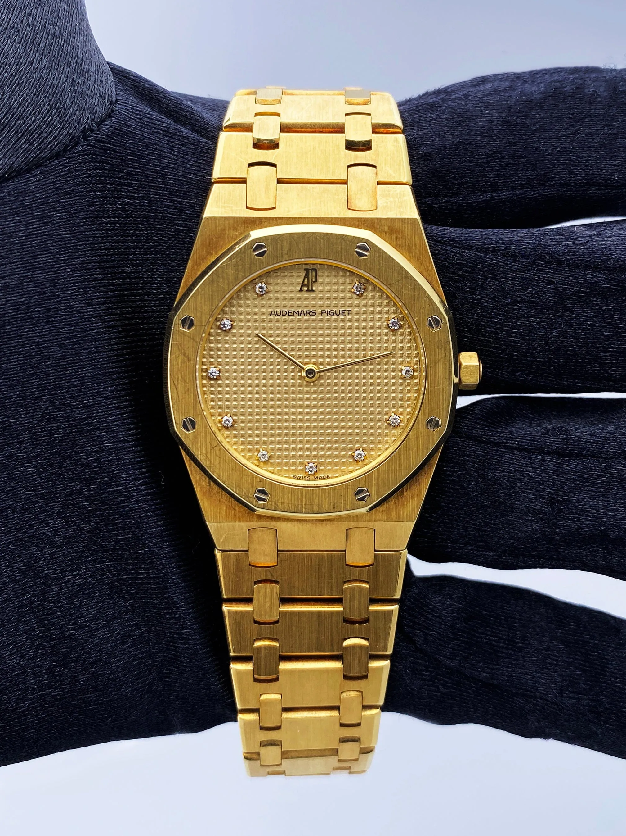 Audemars Piguet Royal Oak Diamond Dial Yellow Gold Mens Watch