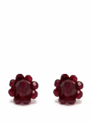 Beaded flower stud earrings