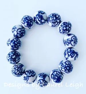 Blue & White Chinoiserie Peony Bracelet