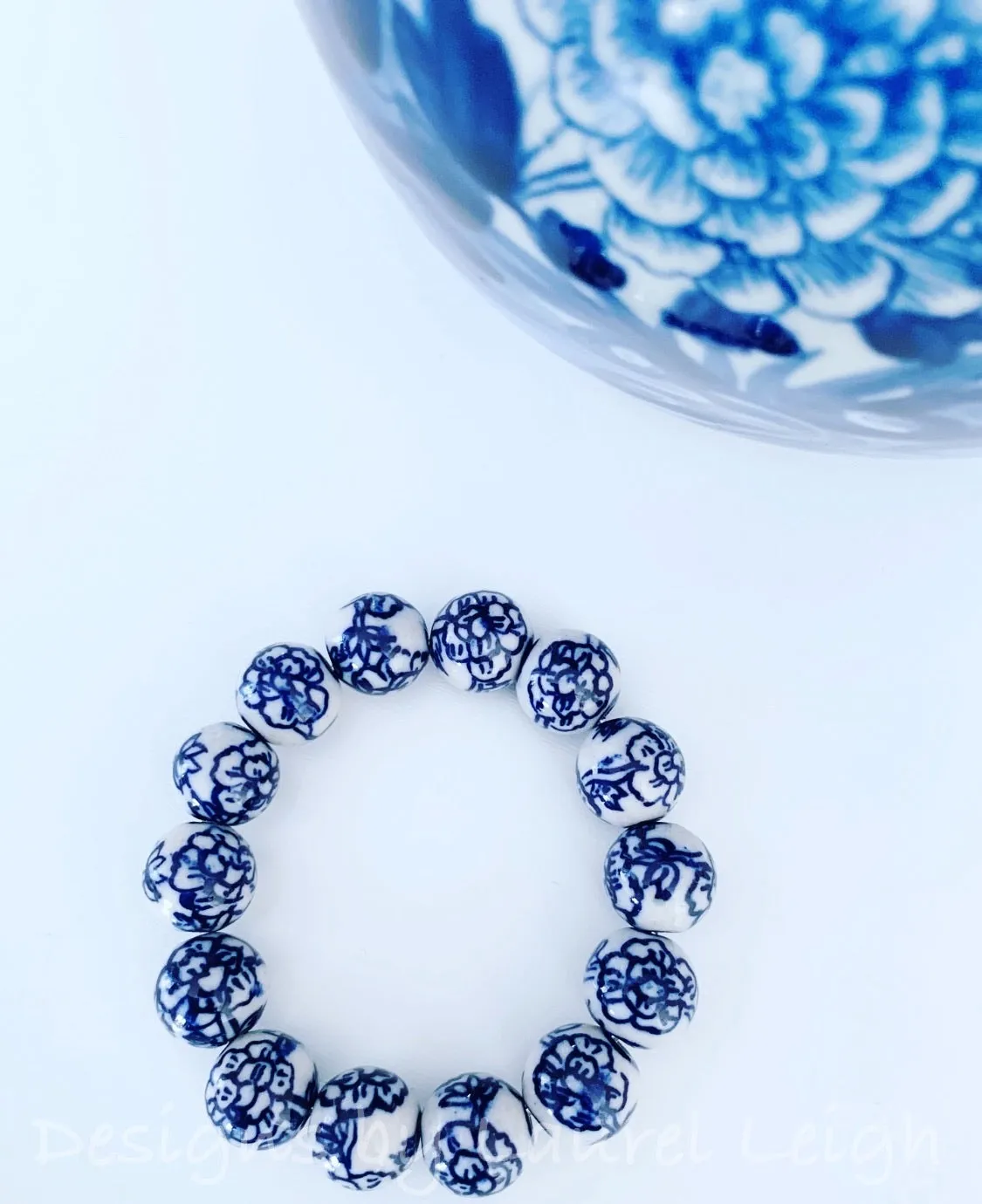 Blue & White Chinoiserie Peony Bracelet