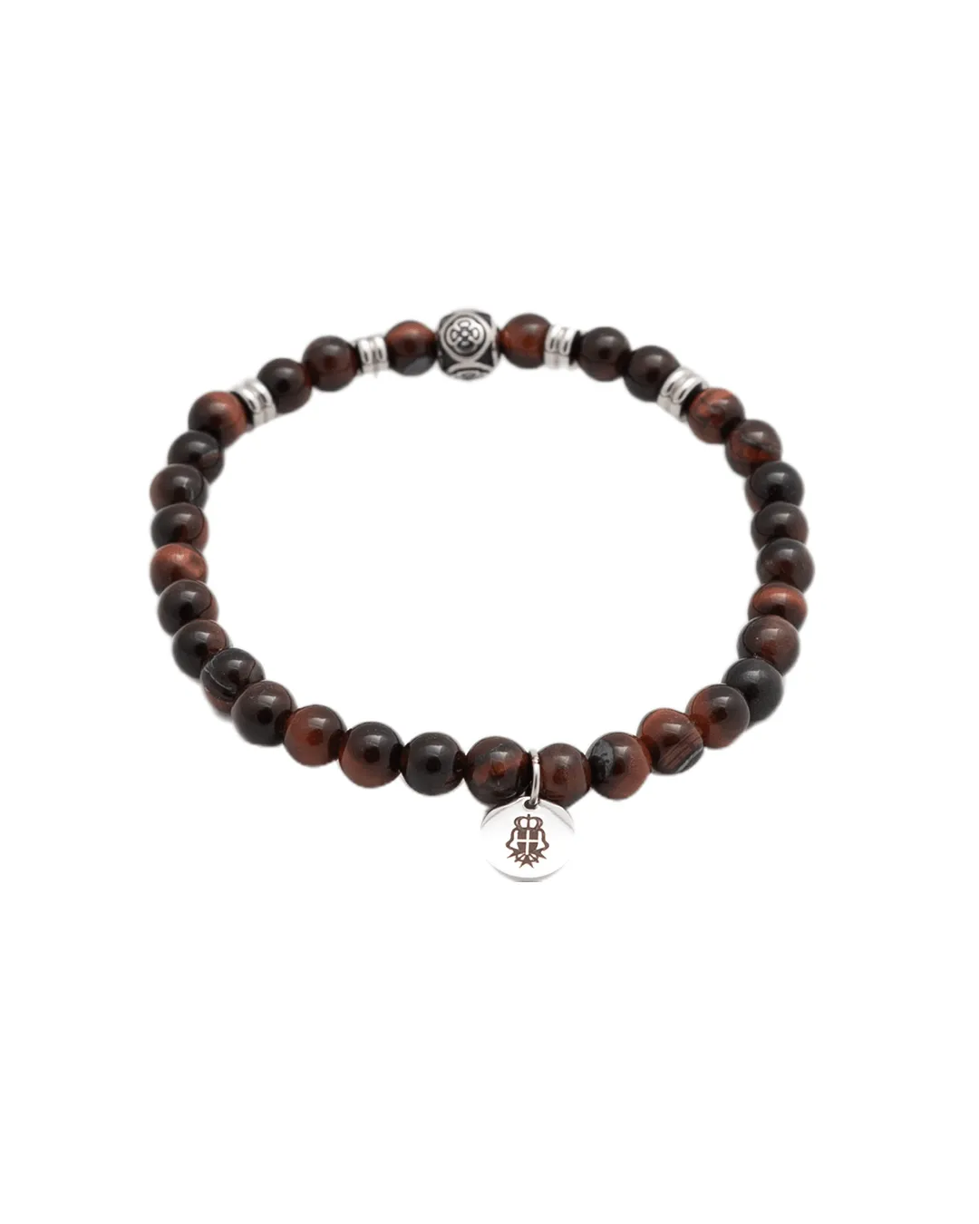 Brown Stainless Steel & Gemstone Bead Bracelet