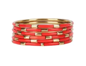 BuDhaGirl Veda Bangles - Coral - Set of 6