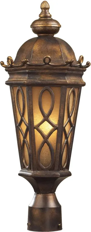 Burlington Junction 2 Light Outdoor Post Light In Hazlenut Bronze and Amber Scavo Glass