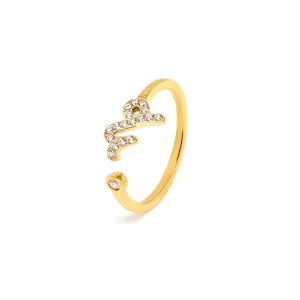 Capricorn Ring with CZ Stones - Yellow Gold