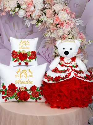 Charro Quinceanera pillows set and teddy bear