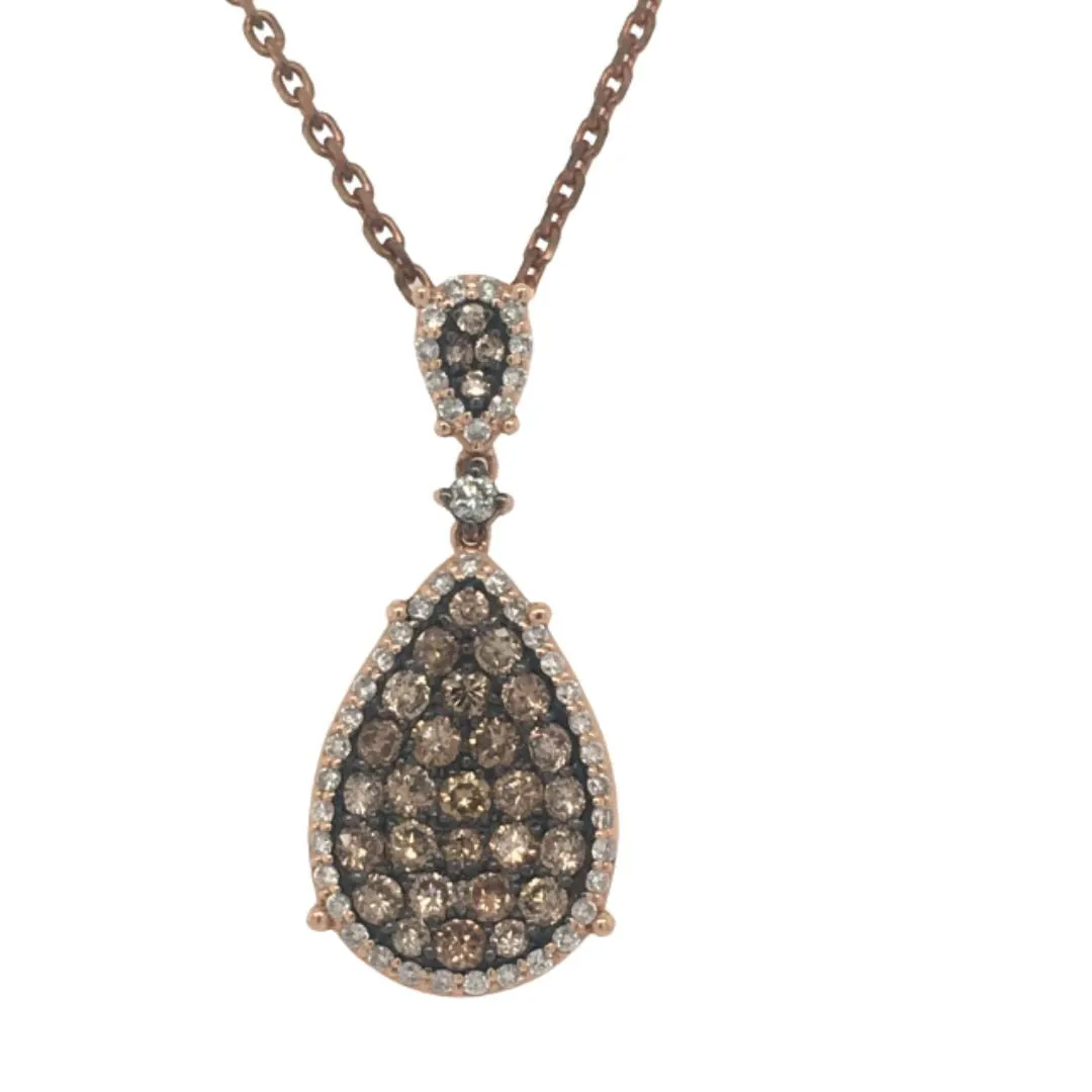 Chocolate and White Diamond Teardrop Necklace