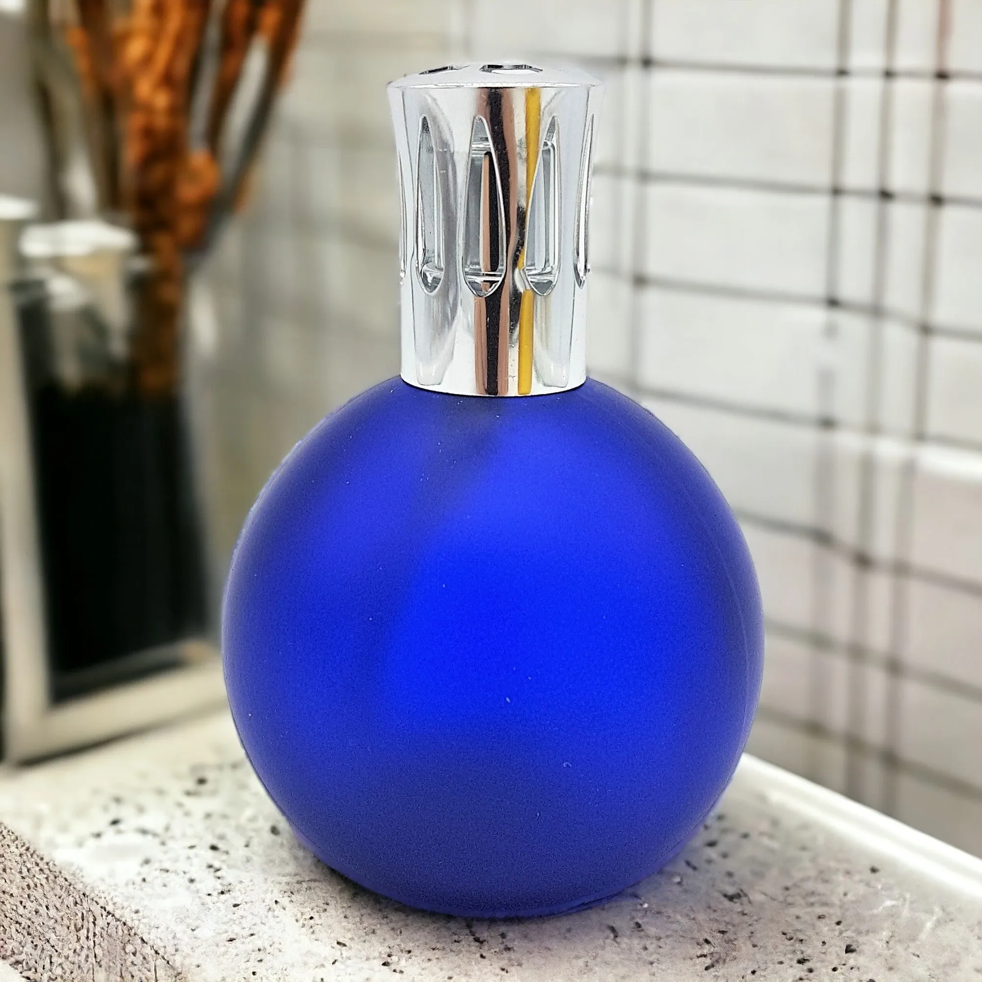 Coloured Glass Fragrance Lamp  - Cobalt or Amber