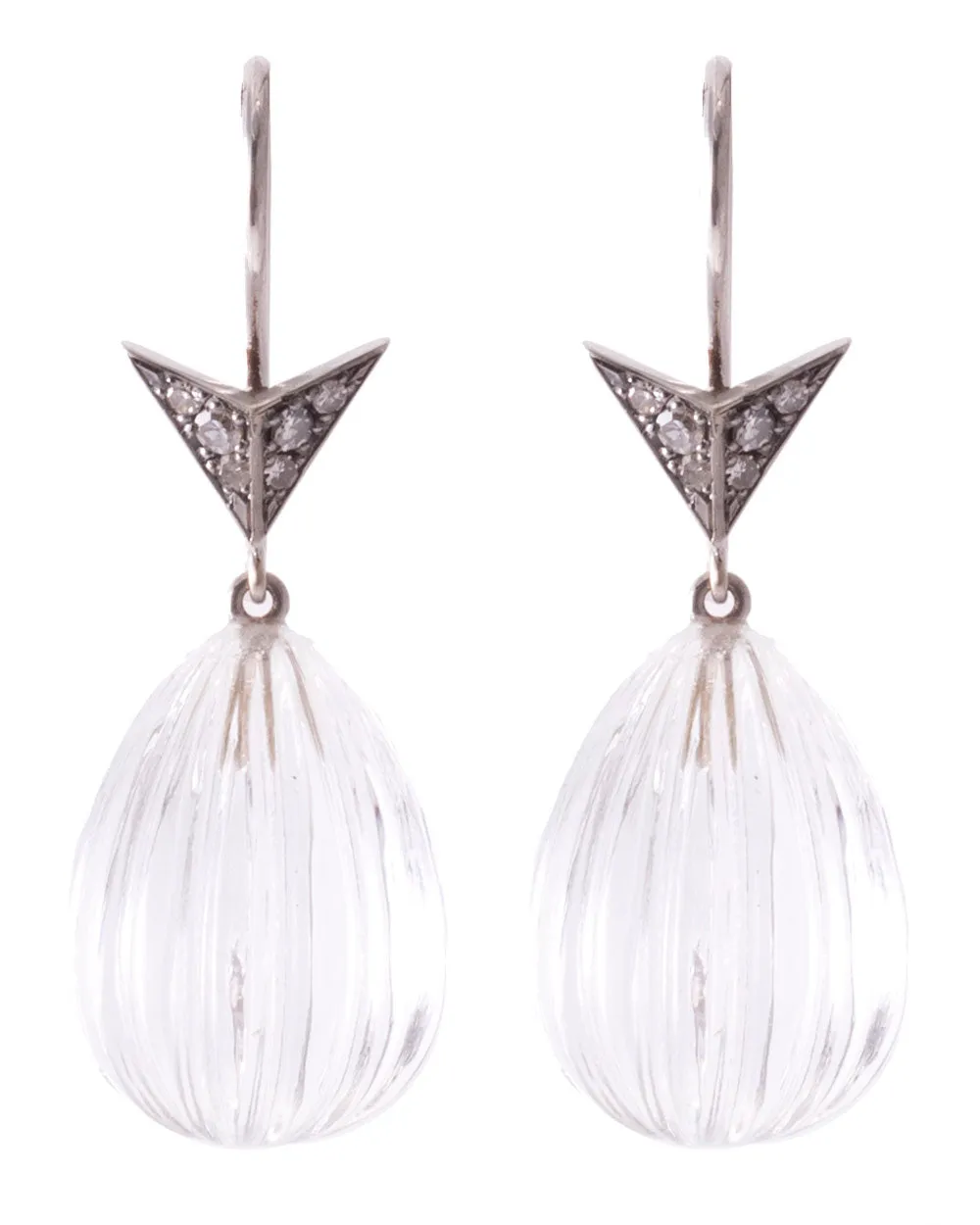 Crystal Quartz and Diamond Drop Earrings